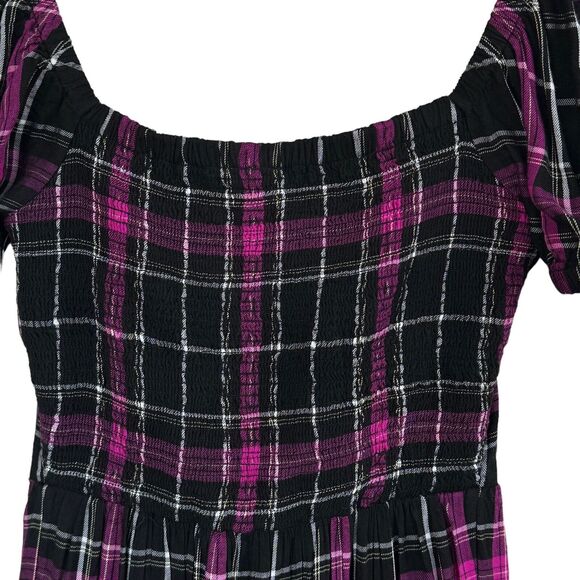 Bar III XX-Small Mini Dress Puff Sleeve Smocked Sweetheart Neck Ruffled Purple - Picture 5 of 8